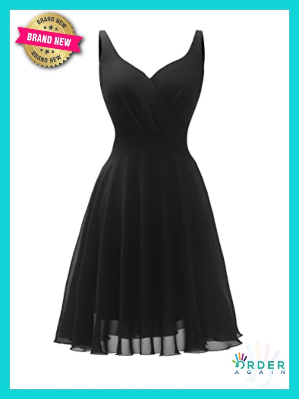 V-Neck Adjustable Spaghetti Strap Chiffon Sundress Cocktail Dress